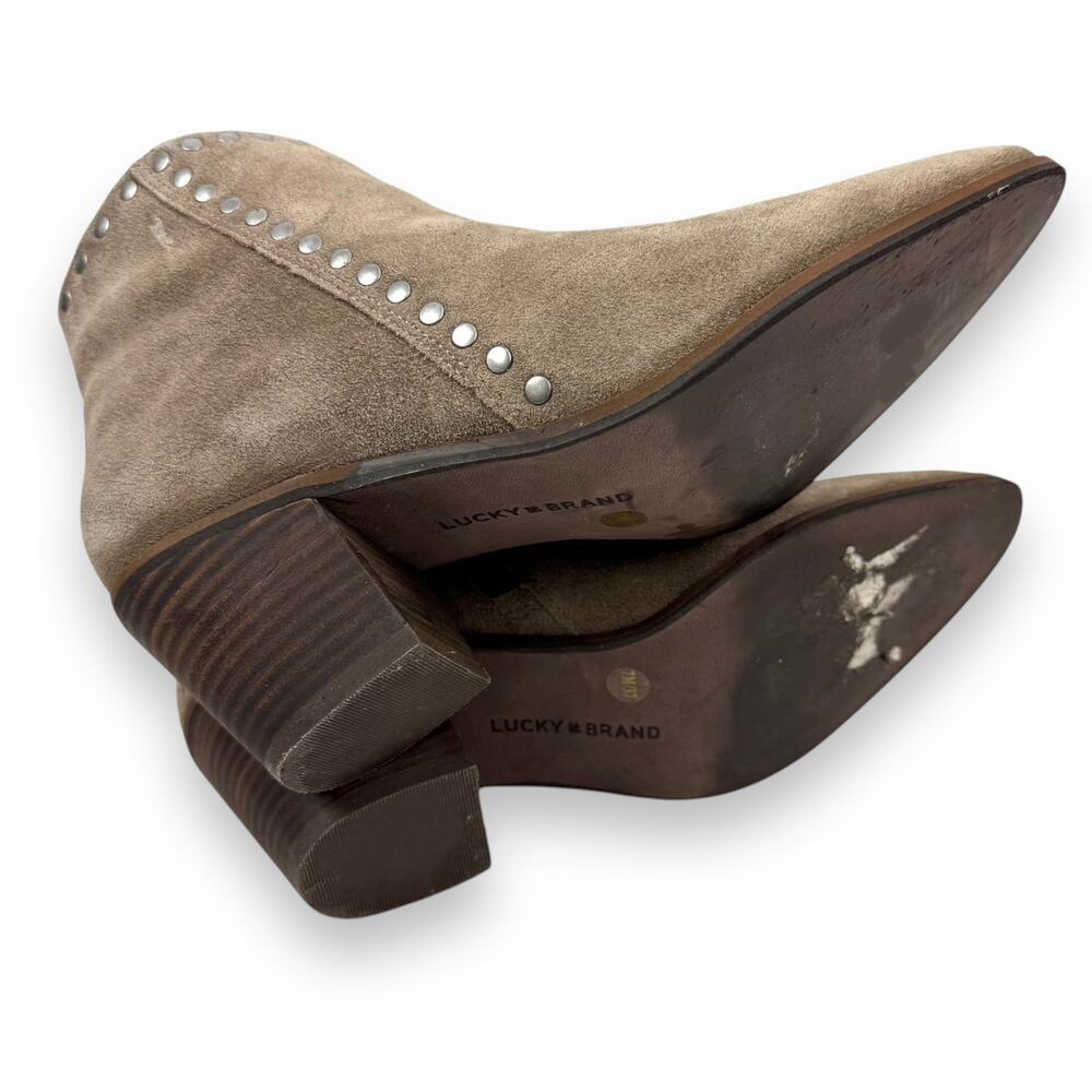 LUCKY BRAND tan suede studded cowgirl western boots - Picture 6 of 16